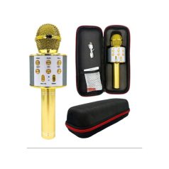   Bezdrôtový karaoke mikrofón s reproduktorom v čiernej farbe v praktickom držiaku