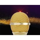 Bezdrôtový karaoke mikrofón s reproduktorom v čiernej farbe v praktickom držiaku