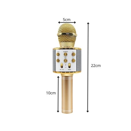Bezdrôtový karaoke mikrofón s reproduktorom v čiernej farbe v praktickom držiaku