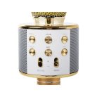 Bezdrôtový karaoke mikrofón s reproduktorom v čiernej farbe v praktickom držiaku