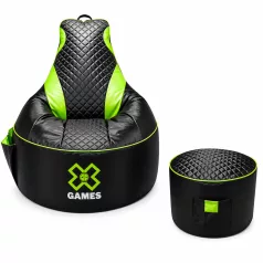 Gamer Green XXL kreslo + Darček puff