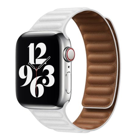 Prémiový magnetický biely kožený remienok na hodinky Apple Watch 38/40/41