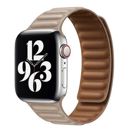 Prémiový magnetický khaki kožený remienok na hodinky Apple Watch 42/44/45/49