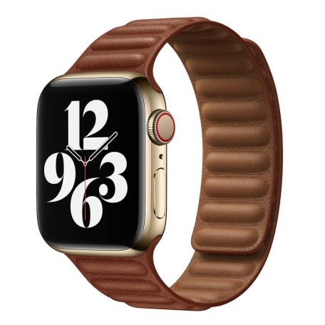 Prémiový magnetický hnedý kožený remienok na hodinky Apple Watch 42/44/45/49