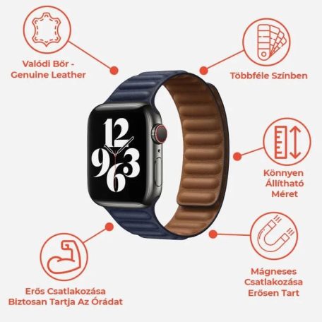 Prémiový magnetický hnedý kožený remienok na hodinky Apple Watch 42/44/45/49