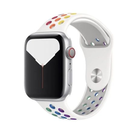 Sports Wear White-Rainbow veľký silikónový remienok na hodinky Apple Watch 38/40/41