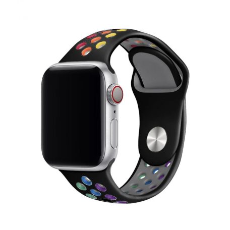 Sports Wear Black-Rainbow veľký silikónový remienok na hodinky Apple Watch 38/40/41