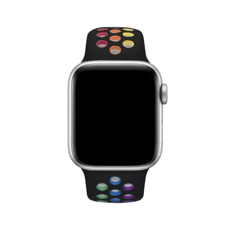 Sports Wear Black-Rainbow veľký silikonový remienok na hodinky Apple Watch 42/44/45/49