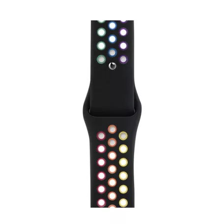 Sports Wear Black-Rainbow veľký silikonový remienok na hodinky Apple Watch 42/44/45/49