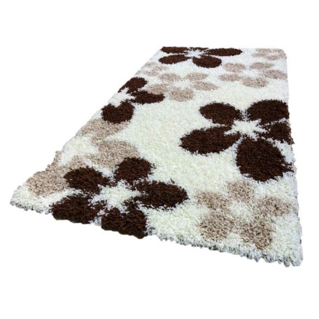 Shaggy bielo-béžový kvetovaný koberec 160x220 cm rozmery