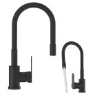 Čierna páková kuchynská batéria s flexibilným výtokovým ramenom