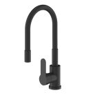Čierna páková kuchynská batéria s flexibilným výtokovým ramenom