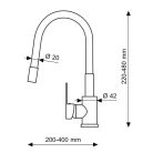 Čierna páková kuchynská batéria s flexibilným výtokovým ramenom