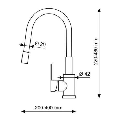 Čierna páková kuchynská batéria s flexibilným výtokovým ramenom
