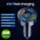 Nabíjačka do auta so 4 USB (3 x USB 3.1A + 1 x 66 W) s technológiou USB Quick Charge 3.0 a zobrazením napätia batérie