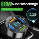 Nabíjačka do auta so 4 USB (3 x USB 3.1A + 1 x 66 W) s technológiou USB Quick Charge 3.0 a zobrazením napätia batérie