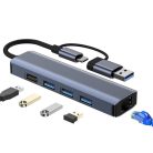 5-portový USB HUB - 3xUSB 3.0 1xUSB 2.0 1xEthernet RJ45
