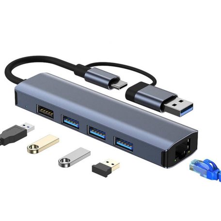 5-portový USB HUB - 3xUSB 3.0 1xUSB 2.0 1xEthernet RJ45