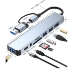 8-portový USB HUB - 3xUSB-A 2.0 1xUSB-A 3.0 1xUSB-C 3.1 1xSD 1xmicroSD 1xAudio