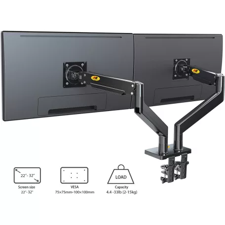 Nastaviteľný dvojitý otočný stojan na stolný monitor (22"-32") pre uhlopriečky obrazovky od 56 cm do 81 cm