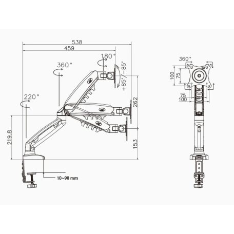 Nastaviteľný otočný stojan pre stolný monitor (17"-30") pre uhlopriečku obrazu od 43 cm do 76 cm