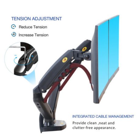 Nastaviteľný dvojitý otočný stojan na stolný monitor (17"-27") pre uhlopriečky obrazovky od 43 cm do 68 cm