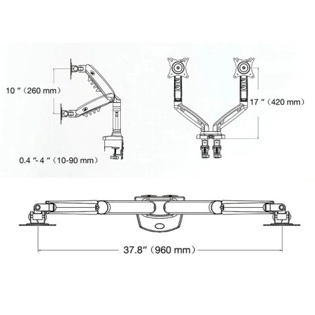 Nastaviteľný dvojitý otočný stojan na stolný monitor (17"-27") pre uhlopriečky obrazovky od 43 cm do 68 cm