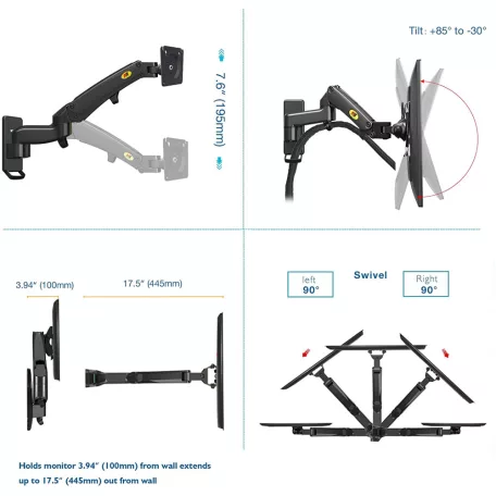 Nastaviteľný otočný stojan na stolný monitor (17"-35") pre uhlopriečku obrazu od 43 cm do 89 cm