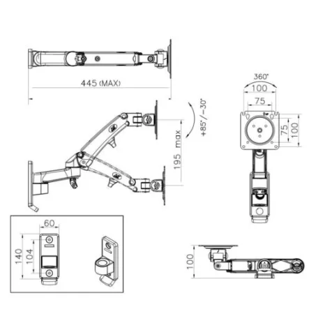 Nastaviteľný otočný stojan na stolný monitor (17"-35") pre uhlopriečku obrazu od 43 cm do 89 cm