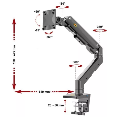 NB G50 výškovo nastaviteľný otočný stojan pre stolný monitor (27"-45") pre uhlopriečku obrazu od 71 cm do 118 cm - biela