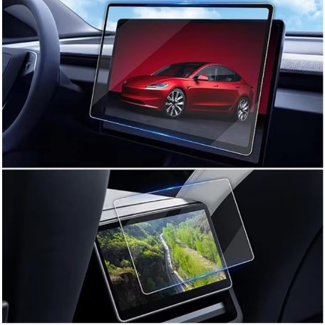 Priehľadná fólia z tvrdeného skla Tesla Model 3 Highland proti odtlačkom prstov (sada 2 dielov)