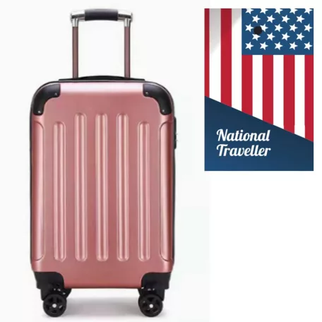 Kufor National Traveller s pevnými stenami a kolieskami - 55 x 22 x 35 cm - pre všetky letecké spoločnosti - vo farbe rose gold