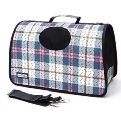   XL Taška na prepravu domácich zvierat s kockovaným vzorom - 52 cm x 22 cm x 29 cm, - stredný rozmer