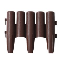   Sada 5-tich plastových zahrandich obrubníkov vo tvare plota v hnedej farbe