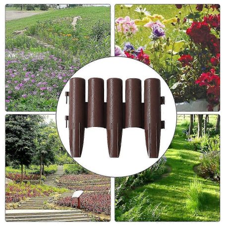 Sada 5-tich plastových zahrandich obrubníkov vo tvare plota v hnedej farbe