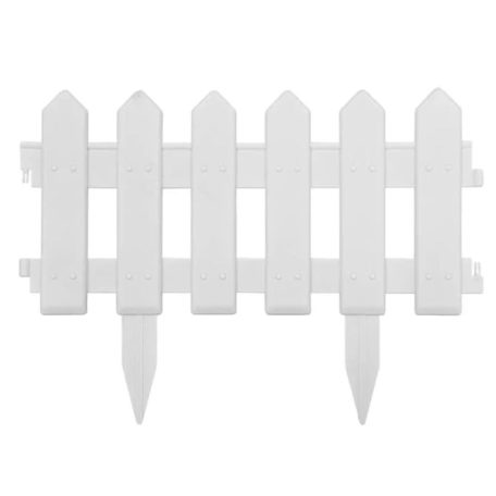 Sada 5-tich plastových záhradných obrubníkov vo tvare plotu v bielej farbe