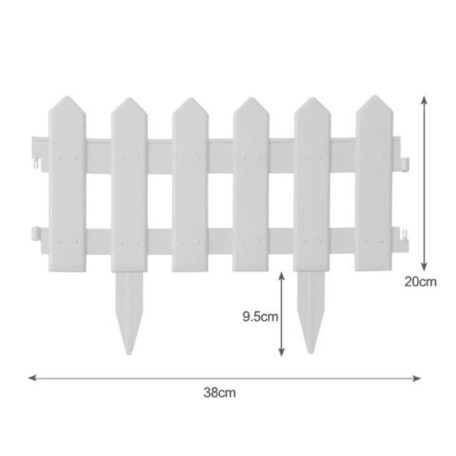 Sada 5-tich plastových záhradných obrubníkov vo tvare plotu v bielej farbe