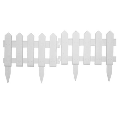 Sada 5-tich plastových záhradných obrubníkov vo tvare plotu v bielej farbe