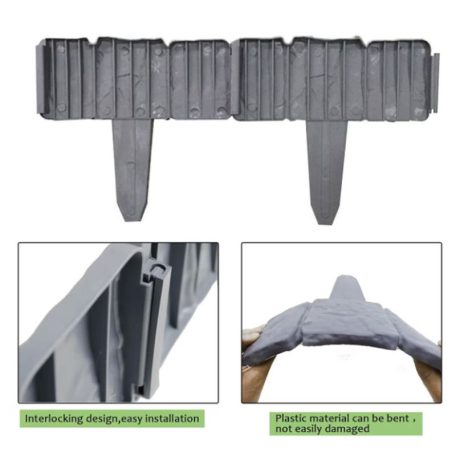 Sada 10- tich  plastových záhradných obrubníkov vo tvare plotu so vzorom kameňa