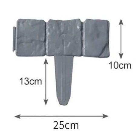 Sada 10- tich  plastových záhradných obrubníkov vo tvare plotu so vzorom kameňa