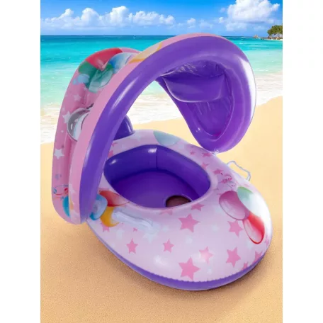 Nafukovacie plavacie koleso pre deti so slnečnou clonou - zvierací vzor - 70 cm