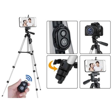 Nastaviteľný statív 4 v 1 s diaľkovým ovládaním pre telefóny, tablety, fotoaparáty a webové kamery