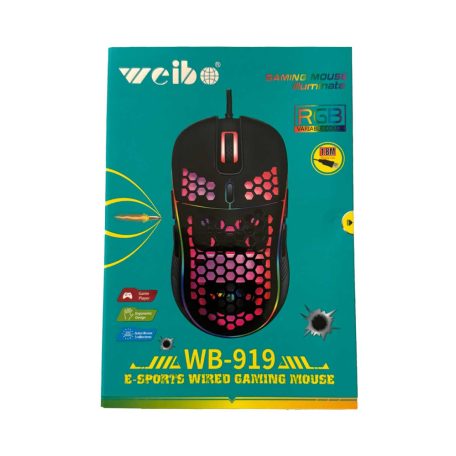 Weibo WB-919 herná optická 8-tlačidlová optická myš s LED diódami - 3200 dpi