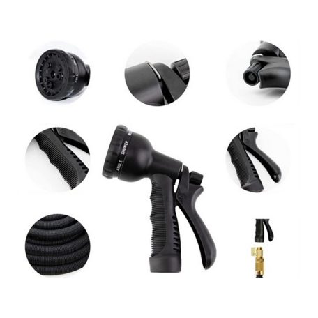 15 metrová postrekovacia hadica s hlavicou postrekovača v čiernej farbe