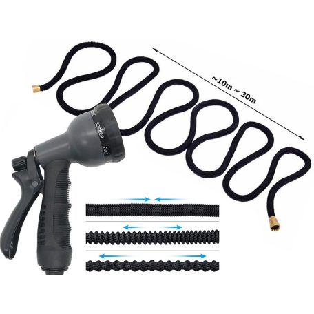 Záhradná hadica 22,5m s hlavicou postrekovača v čiernej farbe