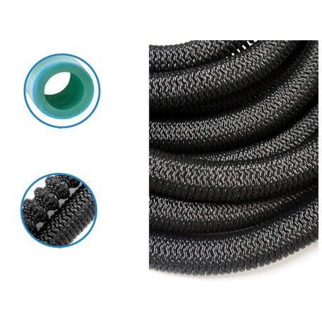 Záhradná hadica 45m s hlavicou postrekovača v čiernej farbe