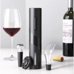   Elegantná elektrická vývrtka, elektrický otvárač na víno v čiernej farbe