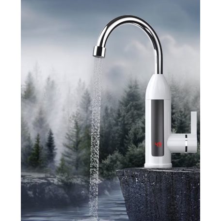 Okamžitý elektrický ohrievač vody s LED displejom v bielej farbe - 3000W