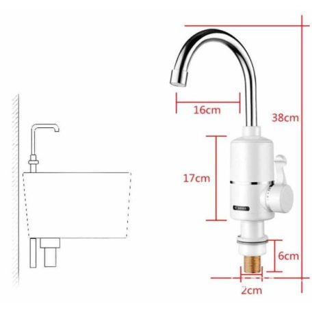 Okamžitý elektrický ohrievač vody v bielej farbe - 3000W