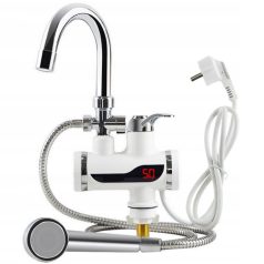   LED displejová batéria s okamžitým ohrievačom vody so sprchovou hlavicou v bielej farbe - 3000W